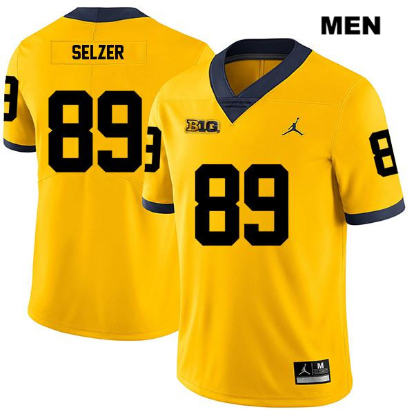 Men's NCAA Michigan Wolverines Carter Selzer #89 Yellow Jordan Brand Authentic Stitched Legend Football College Jersey HA25F80JI